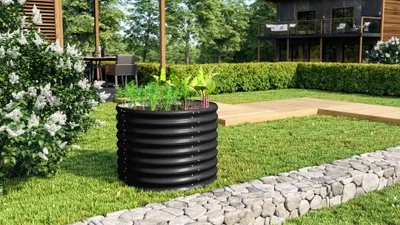 Produktbild von Vitavia Hochbeet "Terra 630" schwarz 63 cm Modell "Rund"