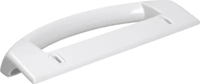 A white refrigerator door handle is shown on a white background.