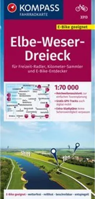 Immagine prodotto di Carta ciclistica KOMPASS 3313 Triangolo Elba-Weser 1:70.000