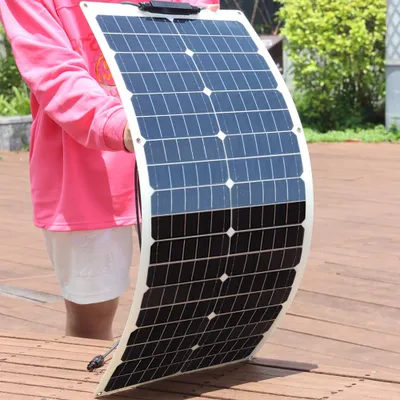 Zdjęcie produktu dla Elastyczny panel solarny 150W, czarny - półelastyczny, monokrystaliczny - 12V - do kamperów i łodzi