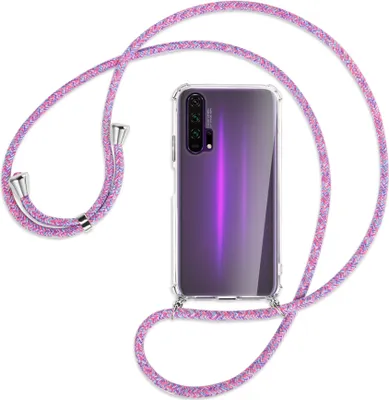 Produktbild von Handykette Backcover-Schutzhülle mit Band (Metall silberfarben) für Honor 20 Pro - lila/rosa/blau