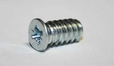 A single silver screw is shown against a white background.