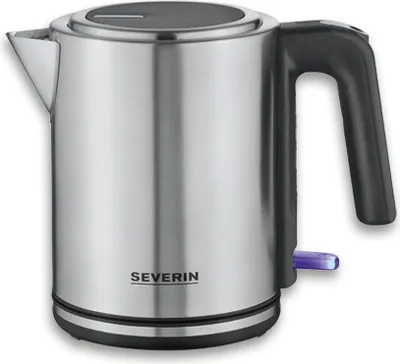 Produktbild von Severin Wasserkocher 1L, Wasserstandsanzeige, Kalkfilter, XXL-Öffnung, leistungsstark & kompakt, BPA-frei, 2.400 W, silber-schwarz/Edelstahl, WK 3489