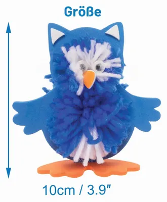 Produktbild von Baker Ross FE969 Pom Pom Bastelset Schneeeule 3er Pack Weihnachtsbasteln Kinder