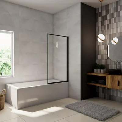 Produktbild von AICA Schwarz Badewannenaufsatz 70cmx140cm Faltwand 4mm ESG-glas Badewanne Duschabtrennung Badewannenfaltwand Duschwand