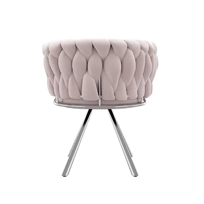 Produktbild von Abrihome Ergonomische Schminkstuhl Bürostuhl (1 st) aus Samt und Metall, Drehbar 360°, Rosa