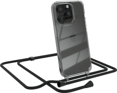 Produktbild von EAZY CASE Handykette kompatibel mit Apple iPhone 14 Pro, Handyhülle mit Umhängeband, Handykordel, Schutzhülle Clear, Band in Schwarz