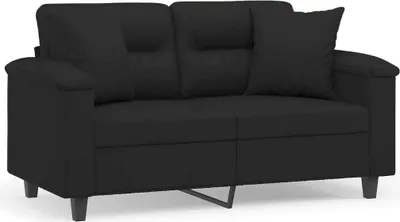 Produktbild von vidaXL 2-Sitzer-Sofa mit Kissen Schwarz 120 cm Mikrofasergewebe