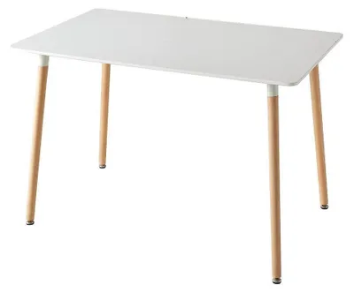Productafbeelding van Eettafel, rechthoekig, wit, metalen frame, beukenfineer, 110 x 70 x 74 cm