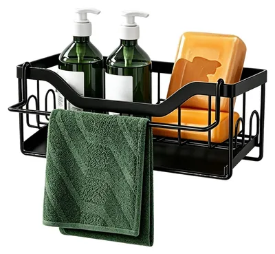 Spülbecken-Organizer, Wandhalterung, 24x10x9 cm, schwarz