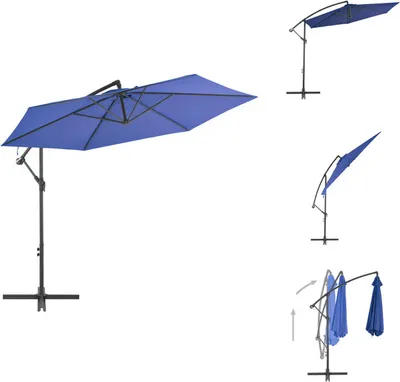 Image de vidaXL Parapluie avec mât en aluminium 300 cm Bleu - Parasols & ombrelles