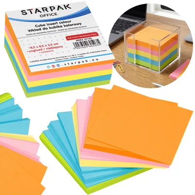 Produktbild von Bunte Notizzettel, nicht selbstklebend, Nachfüllpackung für Notizblöcke, 8,5 × 8,5 × 3,5 cm
