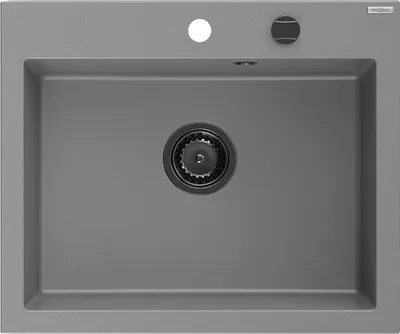 Produktbild von Mexen Elix Granitspüle ein Becken 600 x 500 mm, grau, schwarzer Siphon - 6525601005-71-B