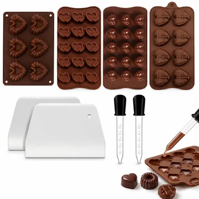 4er-Set Silikon-Herzformen für Schokolade, Bonbons & mehr