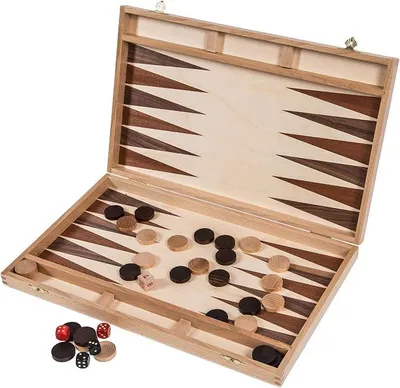Imagen del producto de - Juego de backgammon de madera - 40 x 24,5 cm - Madera de haya - Incrustaciones
