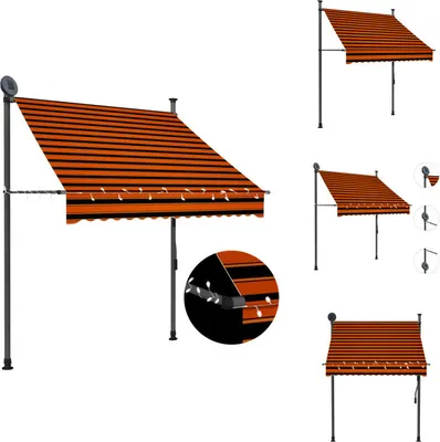 Immagine prodotto di vidaXL Tenda da sole retrattile a comando manuale con LED 150 cm arancione marrone - Tende da sole