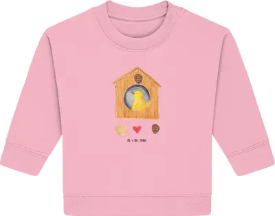 Produktbild von Mr. & Mrs. Panda Organic Baby Pullover Vogelhaus Home 24. - 36. Monat - Baumwolle Pink - Geschenk, Vogel, Umzug, Haus, Sweet, Lustige Sprüche, Bullover