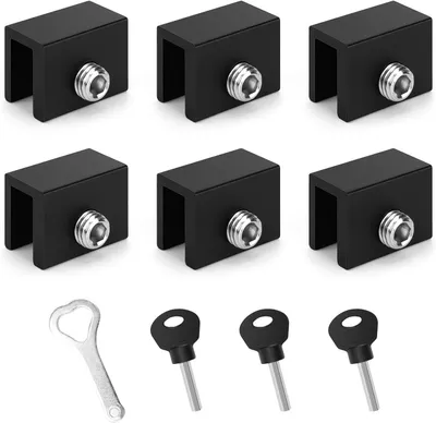 Imagen del producto de Cerraduras ajustables para ventanas correderas, juego de 6 unidades, aluminio, color
