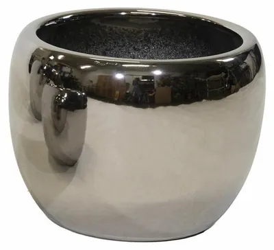 Produktbild von Mega Collections Blumentopf Emperor Belly - rund - silber - D20 x H19 cm - glanzend