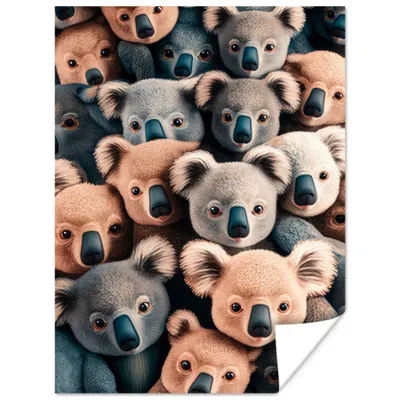 Produktbild von MuchoWow® Poster Koala - Tiere - Muster - Grau - Braun - Kinder 120x160 cm - Wandbilder