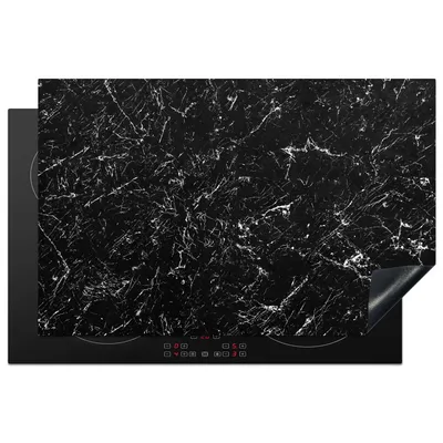 Produktbild von KitchenYeah© Herdabdeckplatte Marmor - Stein - Schwarz - Weiß , 80x52cm, Küche Deko, Glaskeramikkochfeld Herdabdeckung, Abdeckplatte fùr Kochfeld