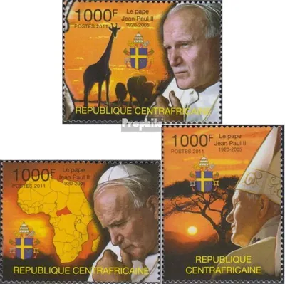 Produktbild von Briefmarken Zentralafrikanische Republik 2011 Mi 3160-3162 (kompl.Ausg.) postfrisch Papst Johannes Paul II.