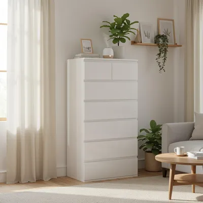 Image de Meuble de rangement avec tiroirs - Commode - Meuble de rangement - Table de chevet - 7 tiroirs - Fabriqué en bois robuste - Dimensions : 60 x 40 x 119 cm