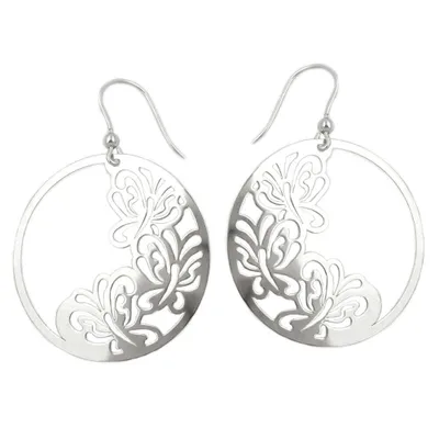 Produktbild von Ohrhaken 53x37mm Schmetterlinge glänzend Silber 925 silber 53x37mm