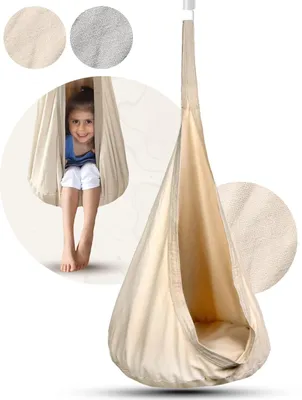 Produktbild von KOJANA Hängehöhle Beige Kinder | Drinnen & Draußen | inkl. Kissen & Tasche