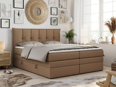 Produktbild von Boxspringbett 7-Zonen Taschenfederkernmatratze und Topper - PREMIUM-10-KING - 120x200cm - Braun - H4