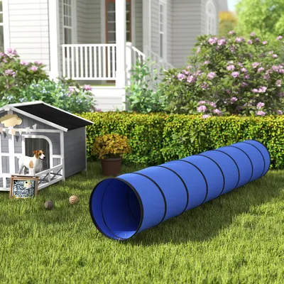 Zdjęcie produktu dla Tunel do agility dla psów 300 cm, składany tunel typu pop-up, tkanina Oxford, niebieski | Ø 50 cm | 1,1 kg | 4 kotwy mocujące + torba