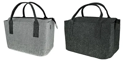 Image de Gilde Tasche, "Zipper", feutre, gris clair, gris foncé, L. 26 cm, l. 40 cm, H. 25 cm, référence 44503, code EAN 4063387445037, lot de 2 pièces (assorties)