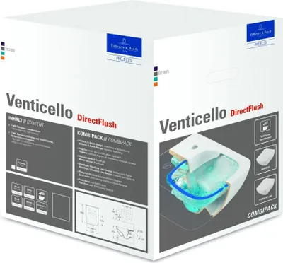 Produktbild von Villeroy & Boch Venticello Combi-Pack, DirectFlush spülrandlos, Abgang: waagerecht, wandhängend, 375x560x330mm, 4611RSR1
