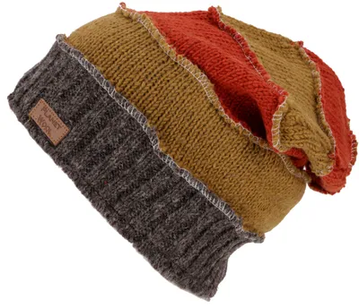 Produktbild von Wollmütze, Nepalmütze, Patchwork Beanie - Mustard, Uni, Braun, Wolle, Mützen