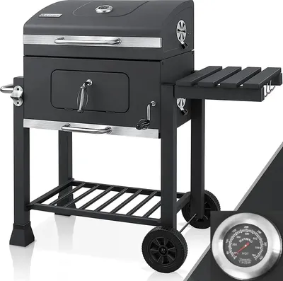 Produktbild von BBQ Garten-Grill - Holzkohle Grillwagen XXL - Für 5–10 Personen - 2 Räder - Stahl, Pulverbeschichtet -  - Hochdruckschutz