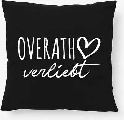 Produktbild von Huuraa Kissen Overath verliebt 40x40cm mit Füllung Black Baumwolle Dekokissen Geschenkidee