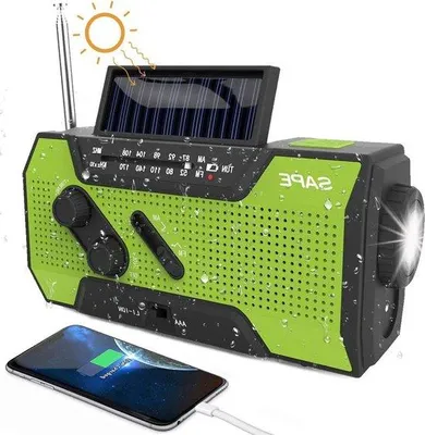 Obrázok produktu pre Vodotesné kempingové rádio AM/FM v zelenej farbe s powerbankou