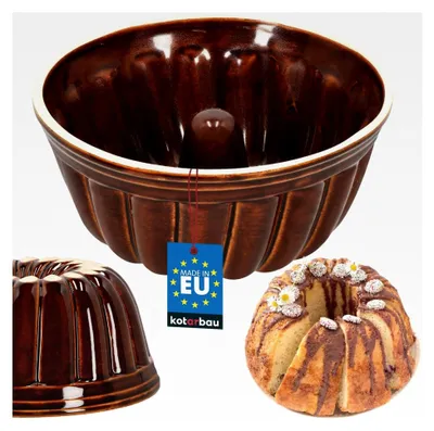 Produktbild von Keramik Gugelhupfform für Rührkuchen aus Steinzeug, runde Backform, Ø 27 cm