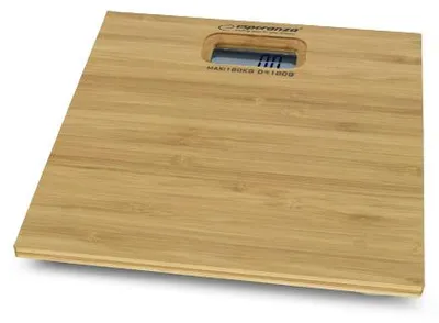 Obrázok produktu pre Digitálna váha do kúpeľne Esperanza s bambusovým dizajnom, nosnosť 180 kg, 4 senzory, ovládanie dotykom, model EBS012