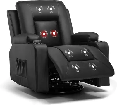 Obrázok produktu pre Relaxačné kreslo s funkciou naklápania – masážne kreslo a relaxačné kreslo – otočné o 360° – čierna farba