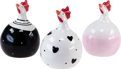 Produktbild von Deko Hühner Osterdeko Figuren Hahn Set 11,5cm 3er Pack Keramik Osterdeko Tischdeko, 3 Stück