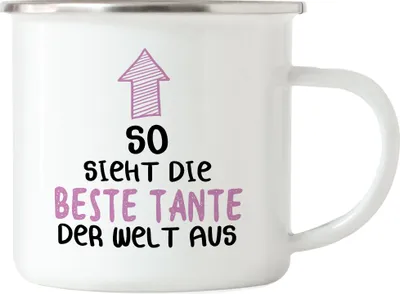 Produktbild von So Sieht Die Beste Tante Der Welt Aus Emaille Tasse Lustig Geschenkidee Geschwister Geburtstag Nichte Neffe
