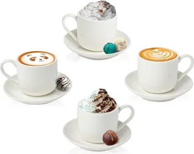 Image de Service à expresso 4 pièces en porcelaine fine, blanc