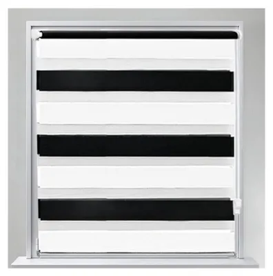 Produktbild von Doppelrollo Tag und Nacht ohne Bohren verdunkelnd Schwarz 95x130 cm