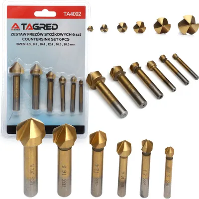 Produktbild von Kegelsenker 6tlg. Senker Senkbohrer HSS Versenker Set Metall 6,3 - 20,5 mm