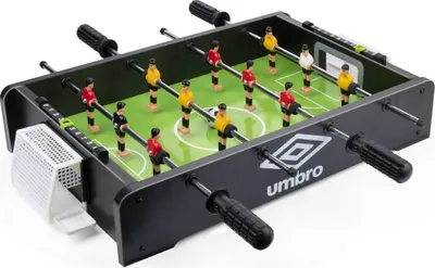 Produktbild von Umbro Mini Tischkicker - Kickertisch mit 12 Spielern - Kompakter Tischfußball für Kinder und Erwachsene - Inkl. 2 Mini Fußballen - Schwarz