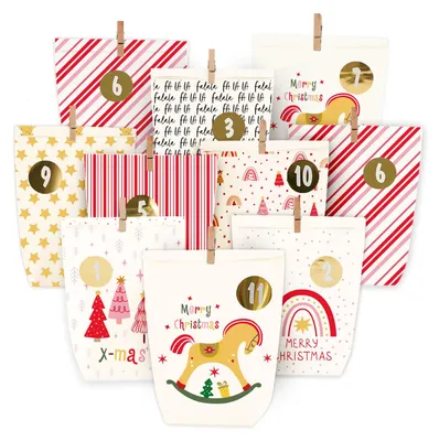 Produktbild von Adventskalender zum Befüllen - 24 Adventstüten zum Selbstbefüllen - Rot