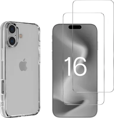 Obrázek produktu pro Pouzdro pro iPhone 16 se 2 ochrannými kryty obrazovky z tvrzeného skla Phonillico®