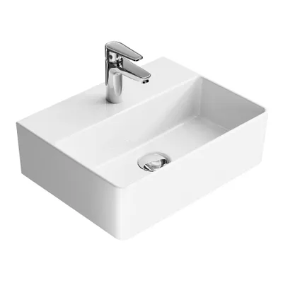 Produktbild von HOROW Waschbecken Wandmontage Waschtisch Keramik Hängewaschbecken 39 x 30 cm Aufsatzwaschbecken mit Hahnloch ohne Überlauf für Klein Gäste WC