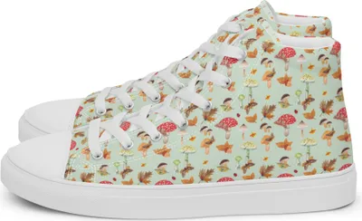 Produktbild von Mr. & Mrs. Panda Damen Schnürschuhe Herbst Pilze Größe 37 1/2 - Grün - Geschenk, Wald, Stoffsneaker, Sportschuhe, Schmetterlings Muster, Herbstwald, High-Top Sneaker